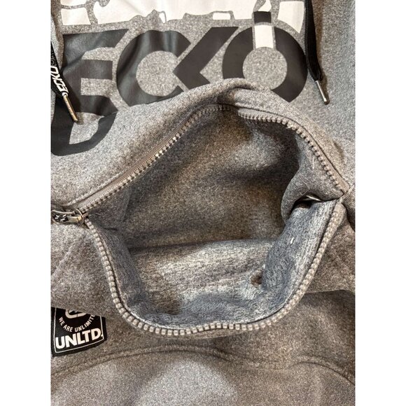 Ecko Unltd. Gray Pullover Hoodie W/ Kangaroo Zipper Pocket & Graphic Logo Size M - Picture 5 of 7